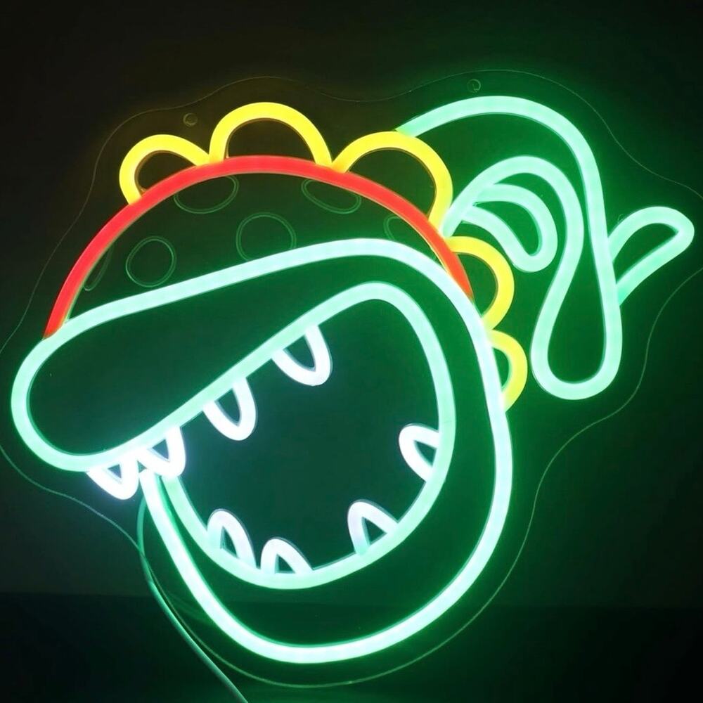 Piranha Plant Neon Sign From Super Mario Night Light Room Wall Decor